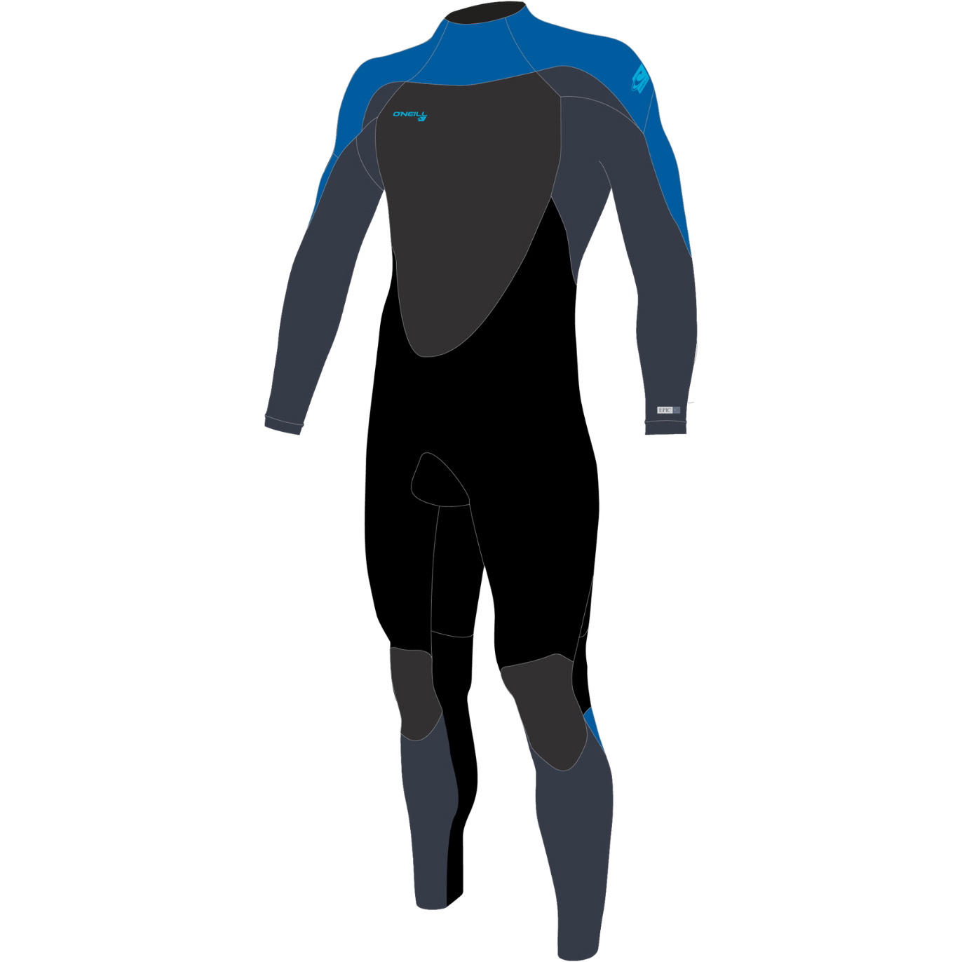 2026 O'Neill Junior Epic 4/3mm Back Zip Wetsuit 4216B - Black / Slate / Baliblu